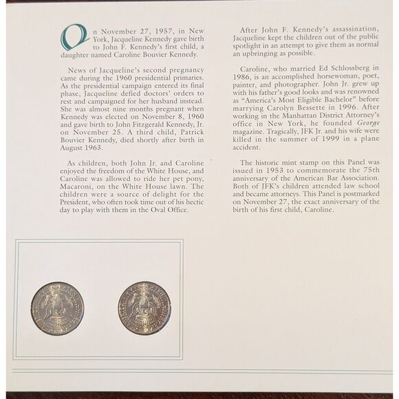JFK Commemorative Set • 1995 Half Dollars + ABA Stamp Panel • Liberty Under Law - Picture 3 of 3